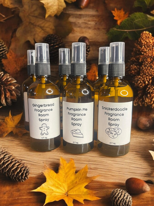 Holiday Room Spray Fragrance Set snickerdoodle, pumpkin pie, and gingerbread